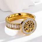 Tree of Life Ring with Zircon