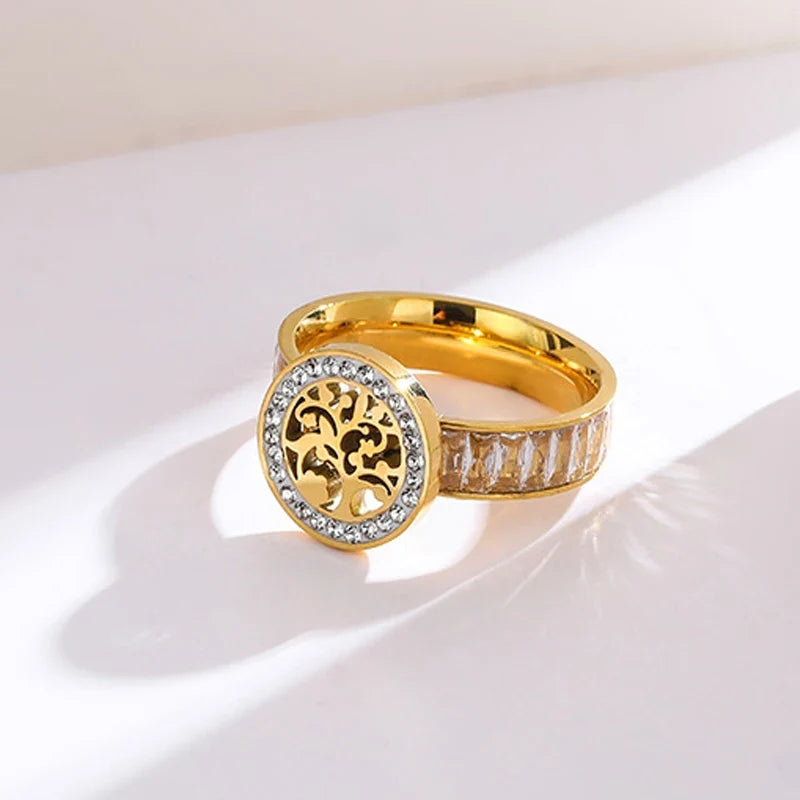 Tree of Life Ring with Zircon
