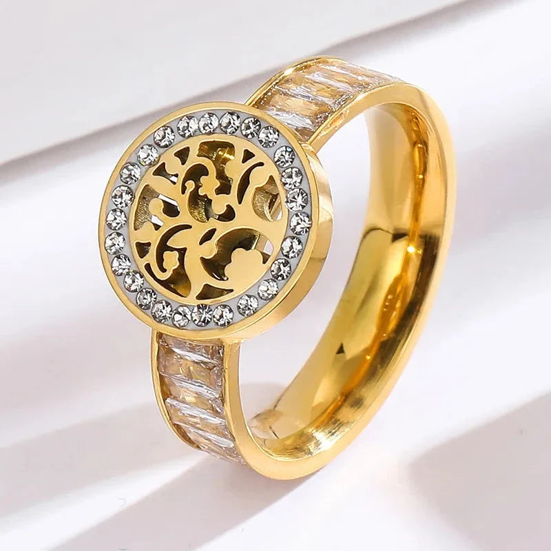 Tree of Life Ring with Zircon