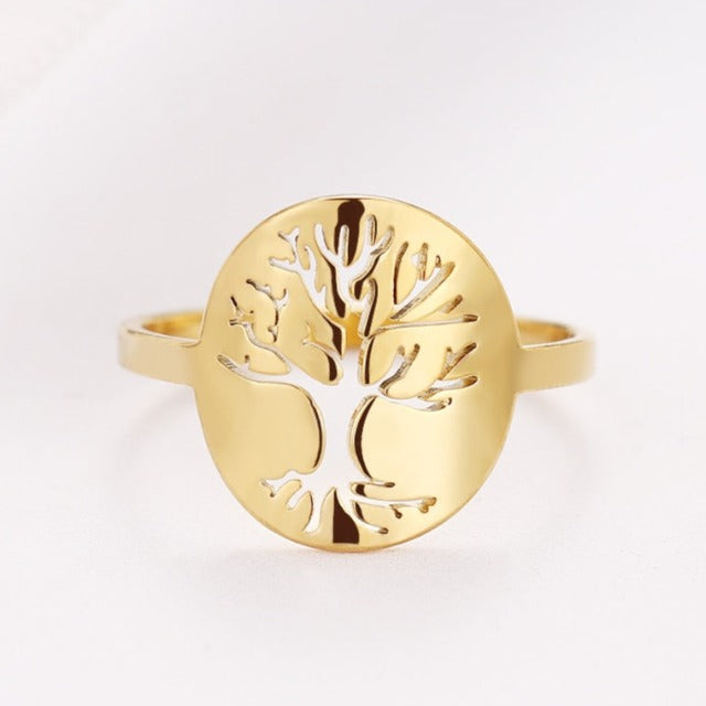 Tree of Life Ring, Gold Tone