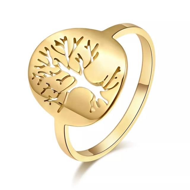 Tree of Life Ring, Gold Tone