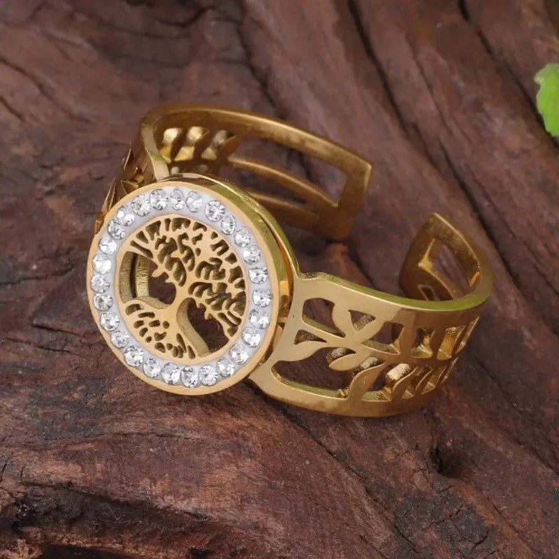 Women's Tree of Life Ring Gold Signet Ring