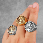 Tree of Life Ring for Men gold and silver