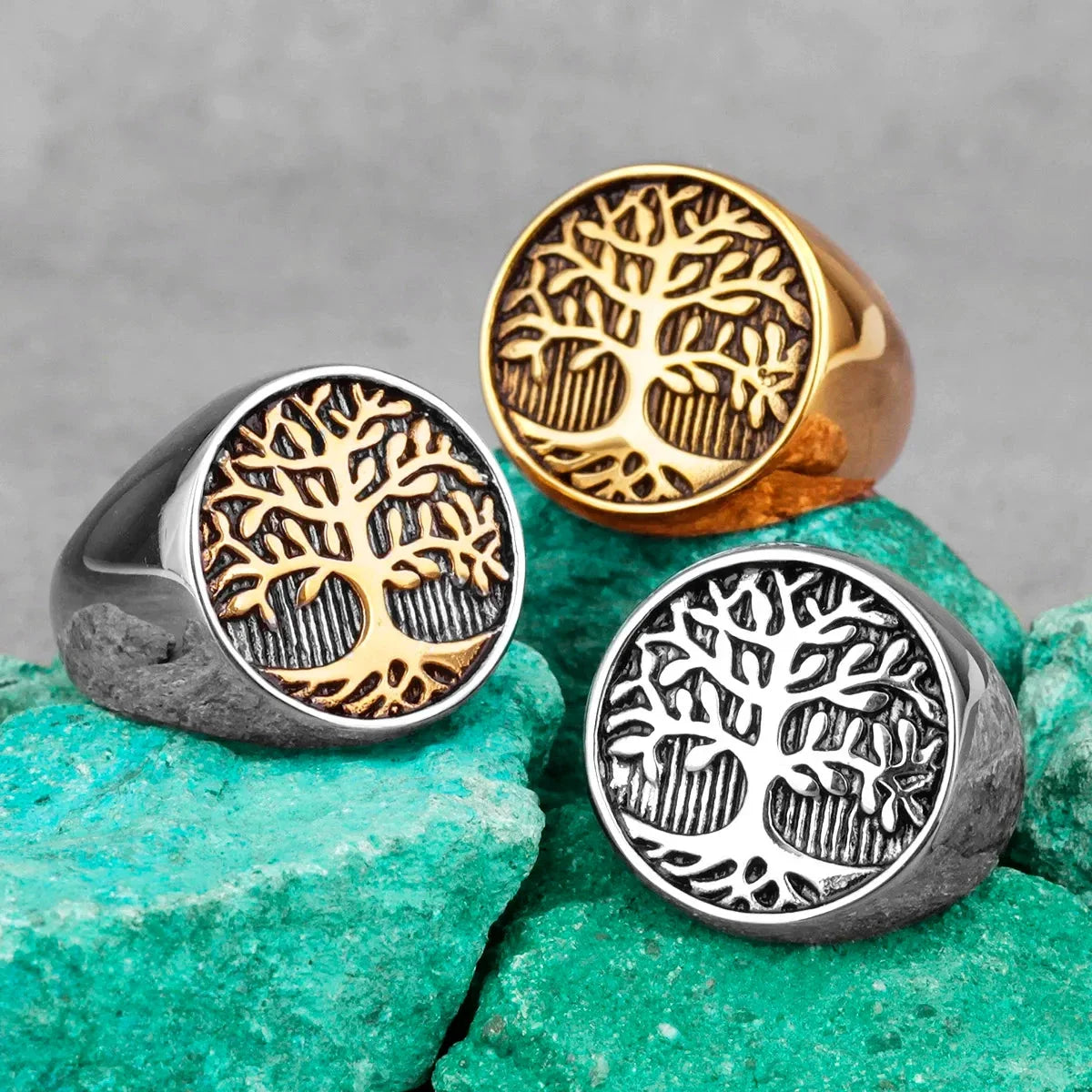 Tree of Life Ring for Men silver