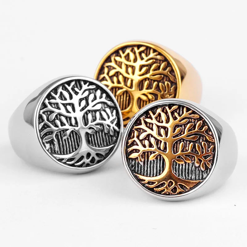 Tree of Life Ring for Men gold and silver