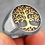 Tree of Life Ring for Men gold and silver