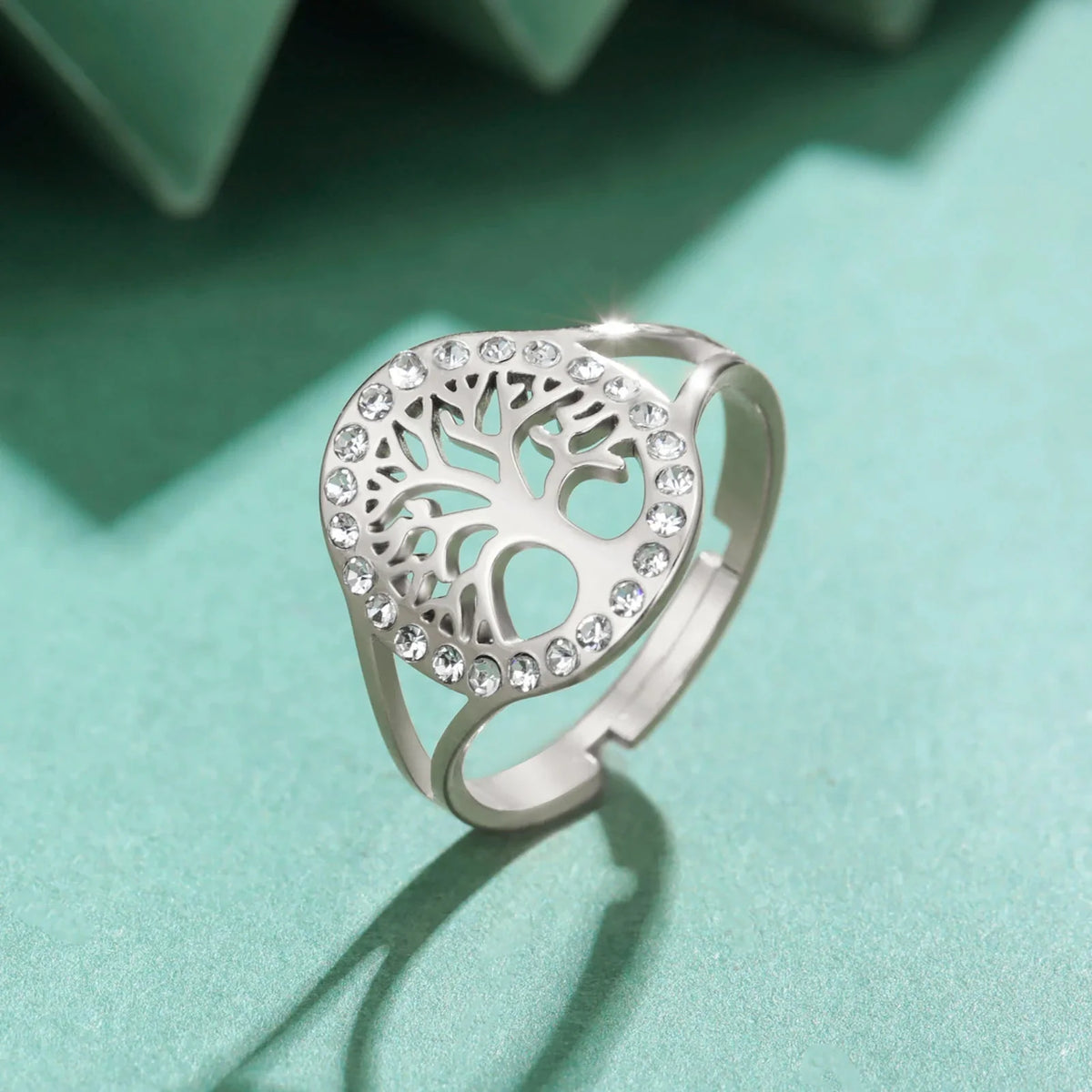 Tree of Life Zircon Ring for Women silver