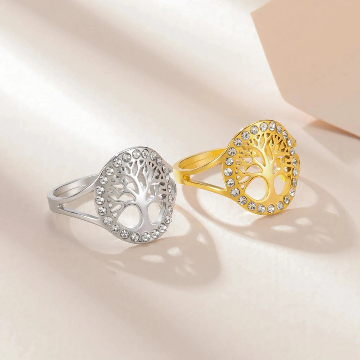 Tree of Life Zircon Ring for Women silver