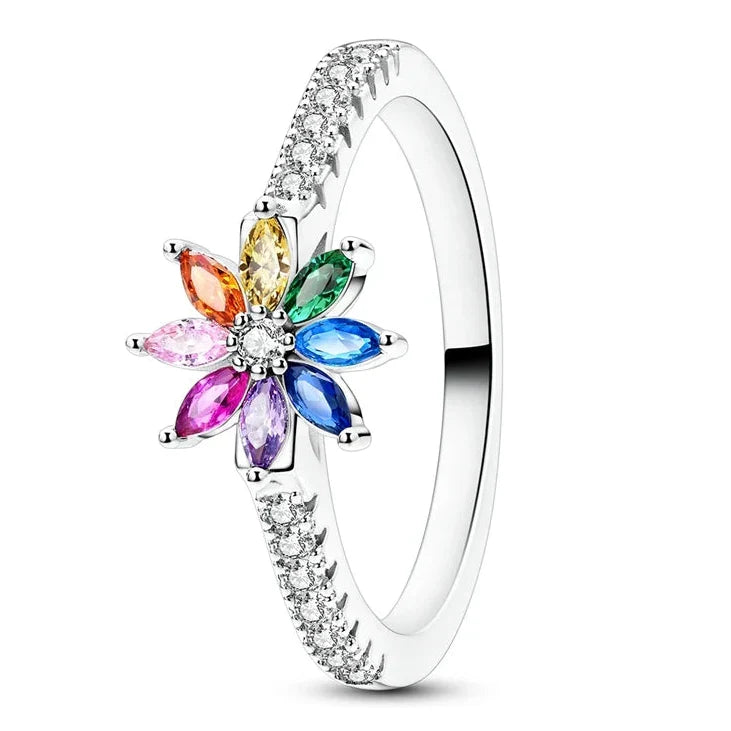 Rainbow flower ring