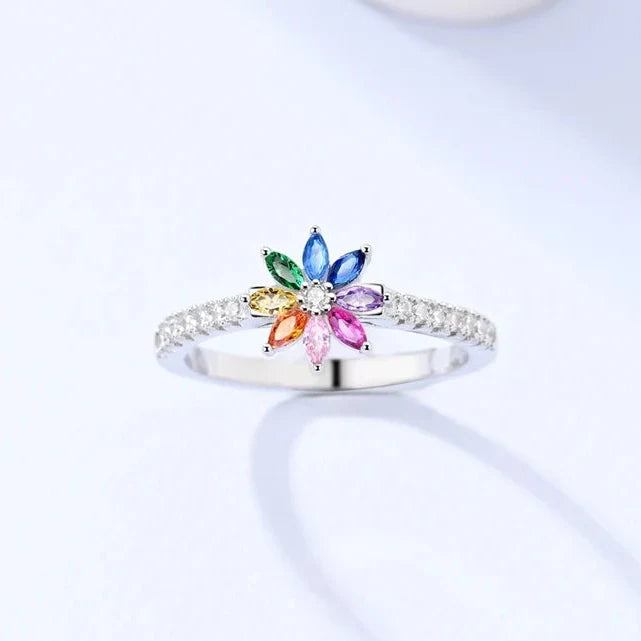 Rainbow flower ring