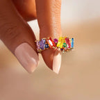 Geometric rainbow gold ring