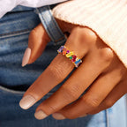 Geometric rainbow gold ring