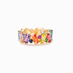 Geometric rainbow gold ring