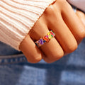 Geometric rainbow gold ring