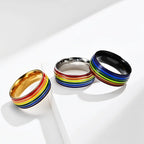 Silver men's rainbow ring