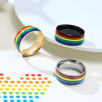 Gold men's rainbow ring