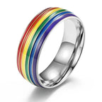 Silver men's rainbow ring