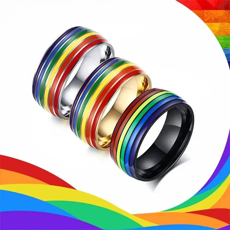 Black men's rainbow ring