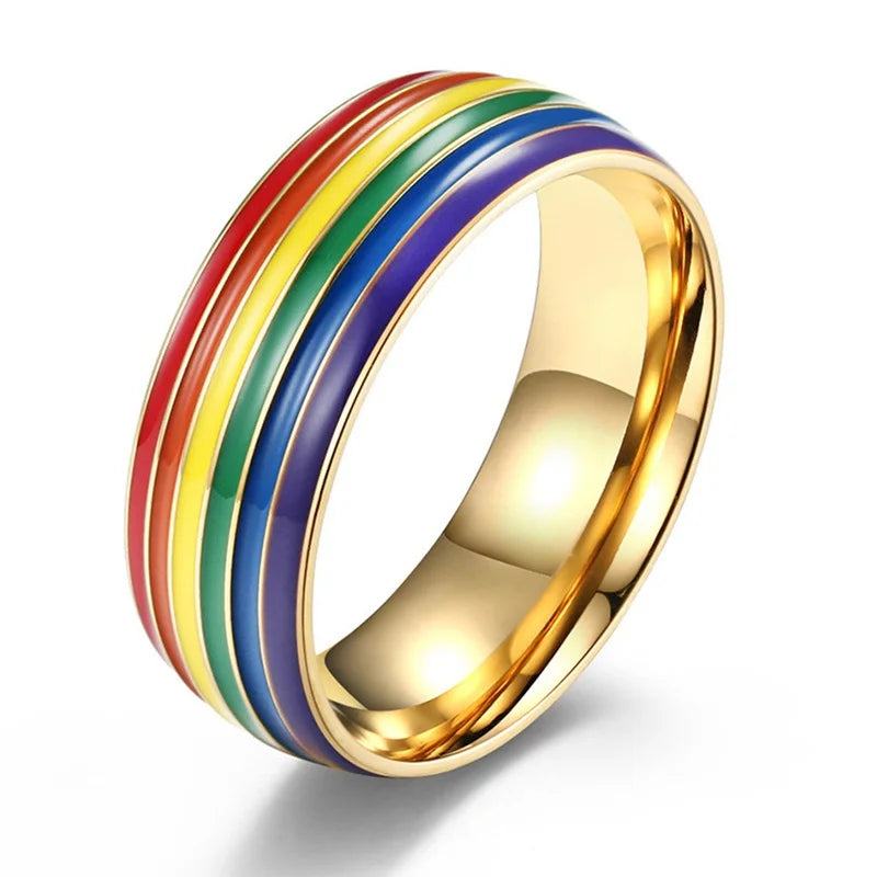 Gold men's rainbow ring