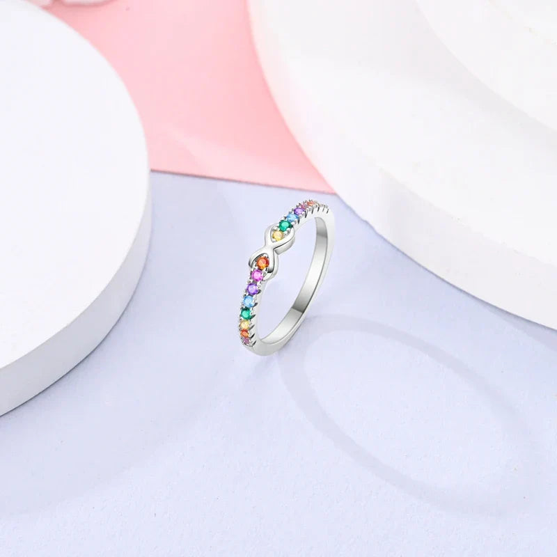 Rainbow infinity symbol ring
