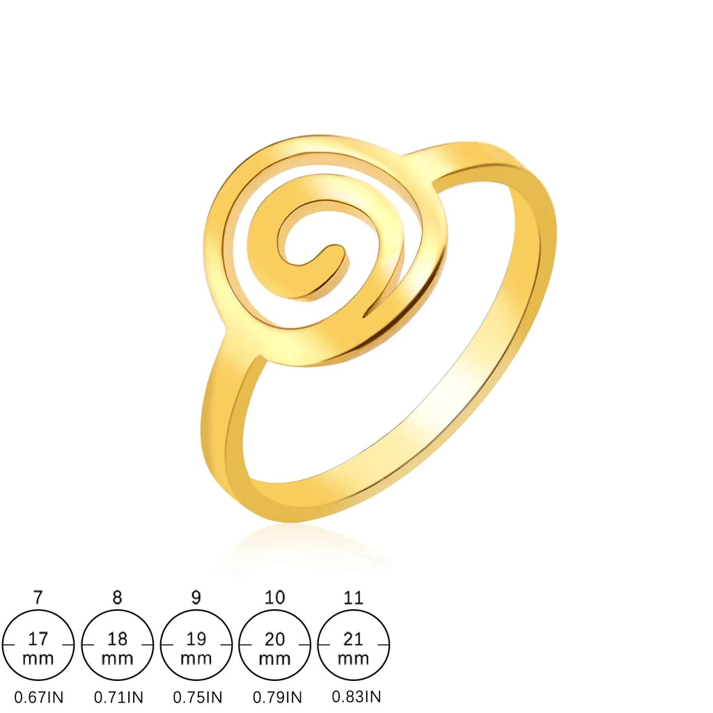 Spiral design ring for women, round gold