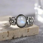 Moonstone Floral Band Ring