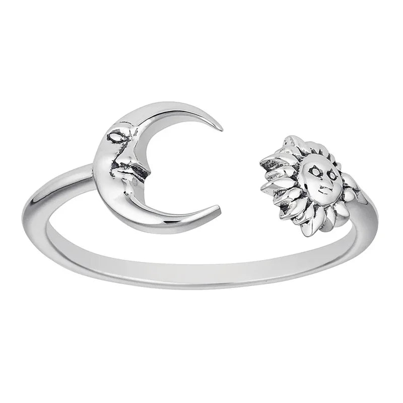 Moon Crescent and Stars Ring