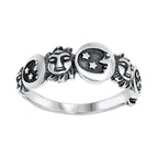 Moon Crescent and Stars Ring
