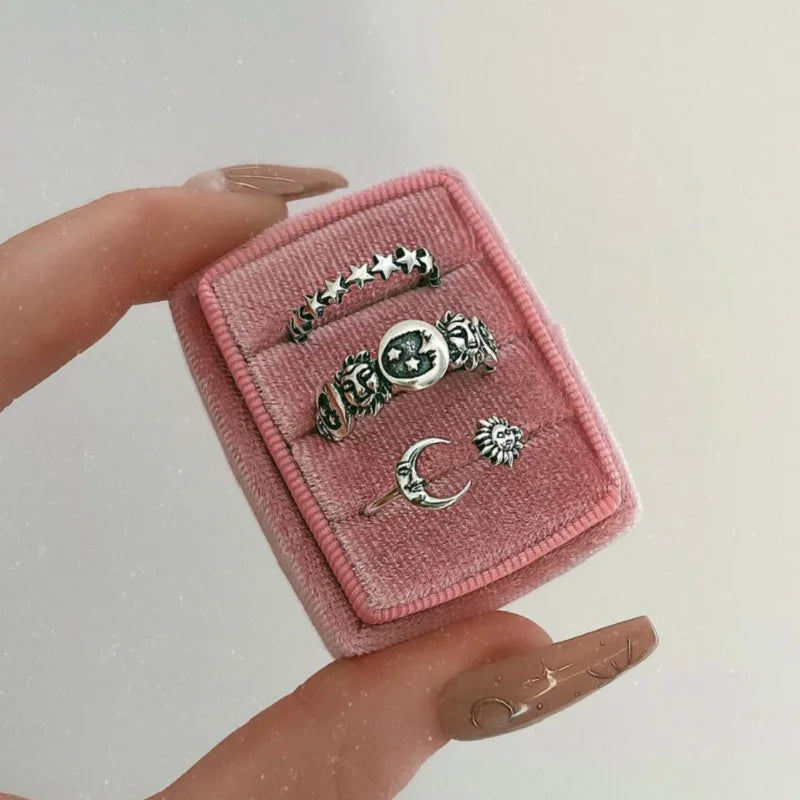 Moon Crescent and Stars Ring
