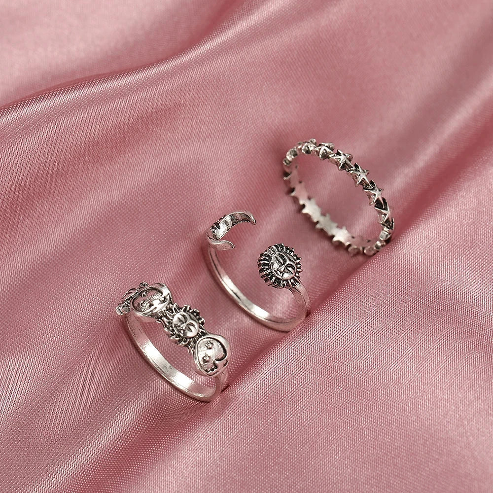 Moon Crescent and Stars Ring