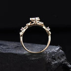 Moon Crescent and Cubic Zirconia Ring in Gold