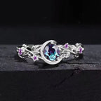 Moon Crescent and Cubic Zirconia Ring in Silver
