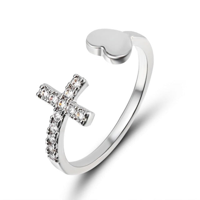 Cross Ring for Women Gold & Silver Silver