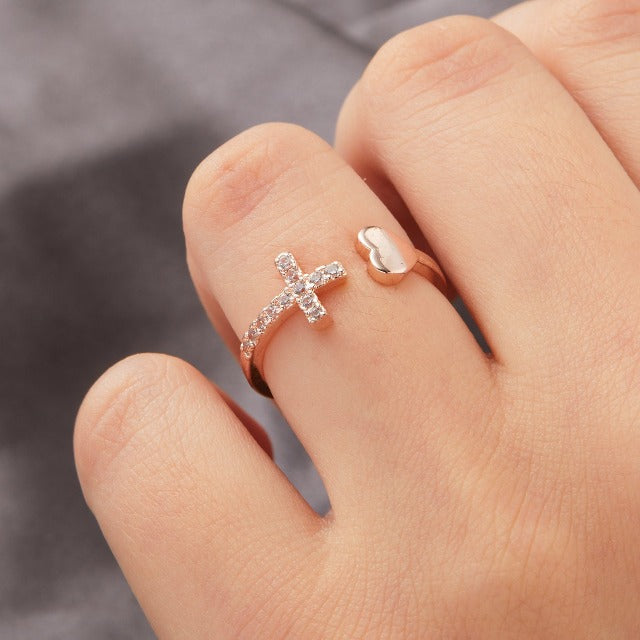 Cross Ring for Women Gold & Silver Silver