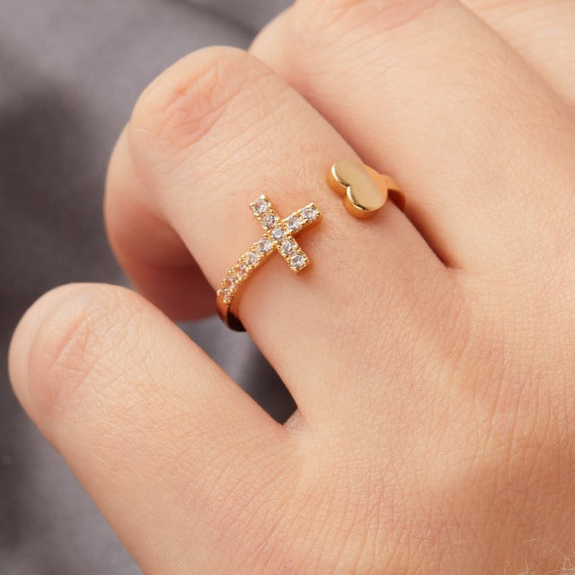 Cross Ring for Women Gold & Silver Gold