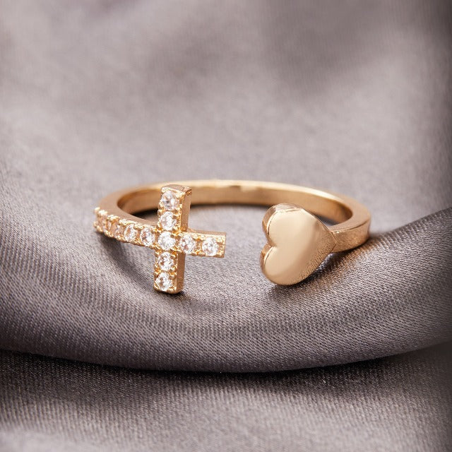 Cross Ring for Women Gold & Silver Gold