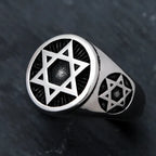 Ring with engraved Star of David symbols, Jewish symbol