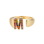 Wide Custom Rainbow Initial Ring m