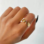 Wide Custom Rainbow Initial Ring