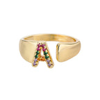 Wide Custom Rainbow Initial Ring a