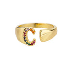 Wide Custom Rainbow Initial Ring c