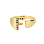 Wide Custom Rainbow Initial Ring f