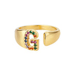 Wide Custom Rainbow Initial Ring g