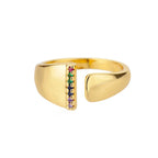 Wide Custom Rainbow Initial Ring i