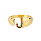 Wide Custom Rainbow Initial Ring j