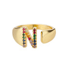 Wide Custom Rainbow Initial Ring n