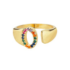 Wide Custom Rainbow Initial Ring o