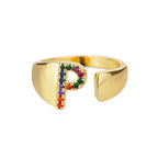 Wide Custom Rainbow Initial Ring p