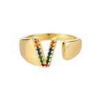 Wide Custom Rainbow Initial Ring v