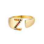 Wide Custom Rainbow Initial Ring z